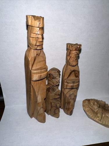 Nativity Scene Wooden Folk Art Hand Carved Christmas 9 Piece Jesus Lamb Magi - Picture 2 of 7