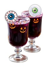 24 Pre-Cut Round Halloween Eyeballs COCKTAIL Drinks Edible Wafer Toppers- 4cm