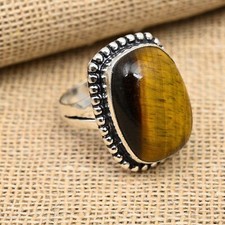 Tiger's Eye Gemstone Handmade 925 Sterling Silver Ring Jewelry