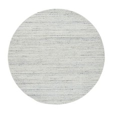 6' x 6' Ivory Wool Hand Loomed Plain Modern Striped Design Round Rug R64777