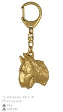 Bull Terrier 3 - gold plated keyring with image of a dog, quality, Art Dog USA
