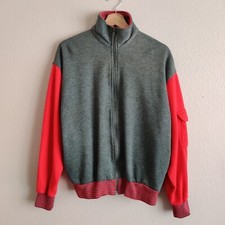 Vintage Christian Dior Monsieur Full Zip Sport Jacket Sweater Size L Grey Red