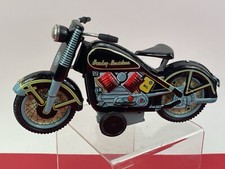 REPRO HARLEY DAVIDSON MOTORCYCLE FRICTION TIN TOY W/ SPARKING CYLINDER Xenox