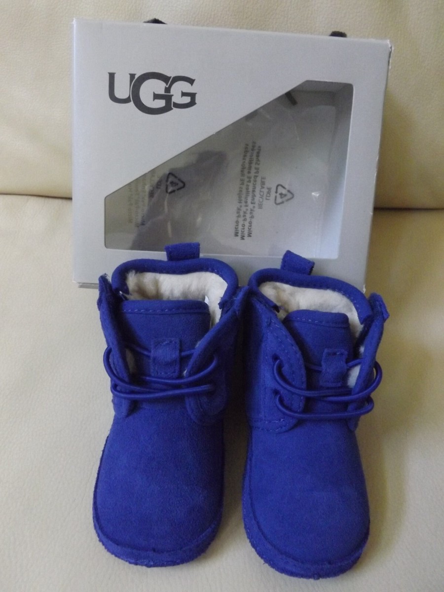 NEW UGG BABY NEUMEL BOOTIE BLUE SUEDE WOOL SHOE SIZE 02/03-Small