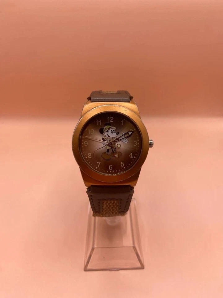 Reloj Pulsera Disney Mickey Mouse Vintage Estilo Militar Hombres Mujeres Marrón Foto 2 de 4