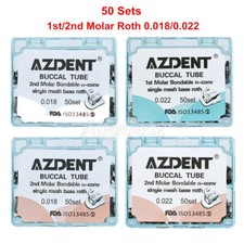 AZDENT Dental Orthodontic Buccal Tube 1st/2nd Molar Roth 018/022 Bondable N-Conv