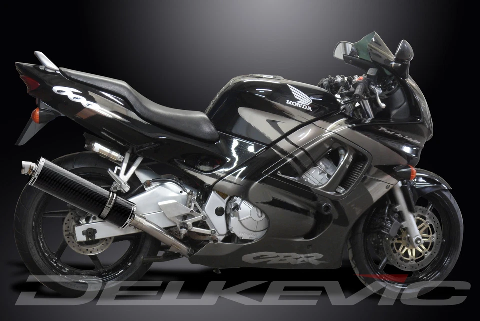 Kit silenciador escape carbono ovalado 18" Honda CBR600 F3 1995-1998 Delkevic Slip On Foto 4 de 4