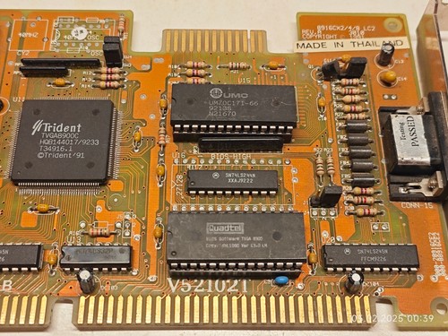Tarjeta ISA VGA 1991 Trident HNG 8916CX248 LC2 V52102T TVGA8900C 1 MB de dram - Imagen 3 de 12