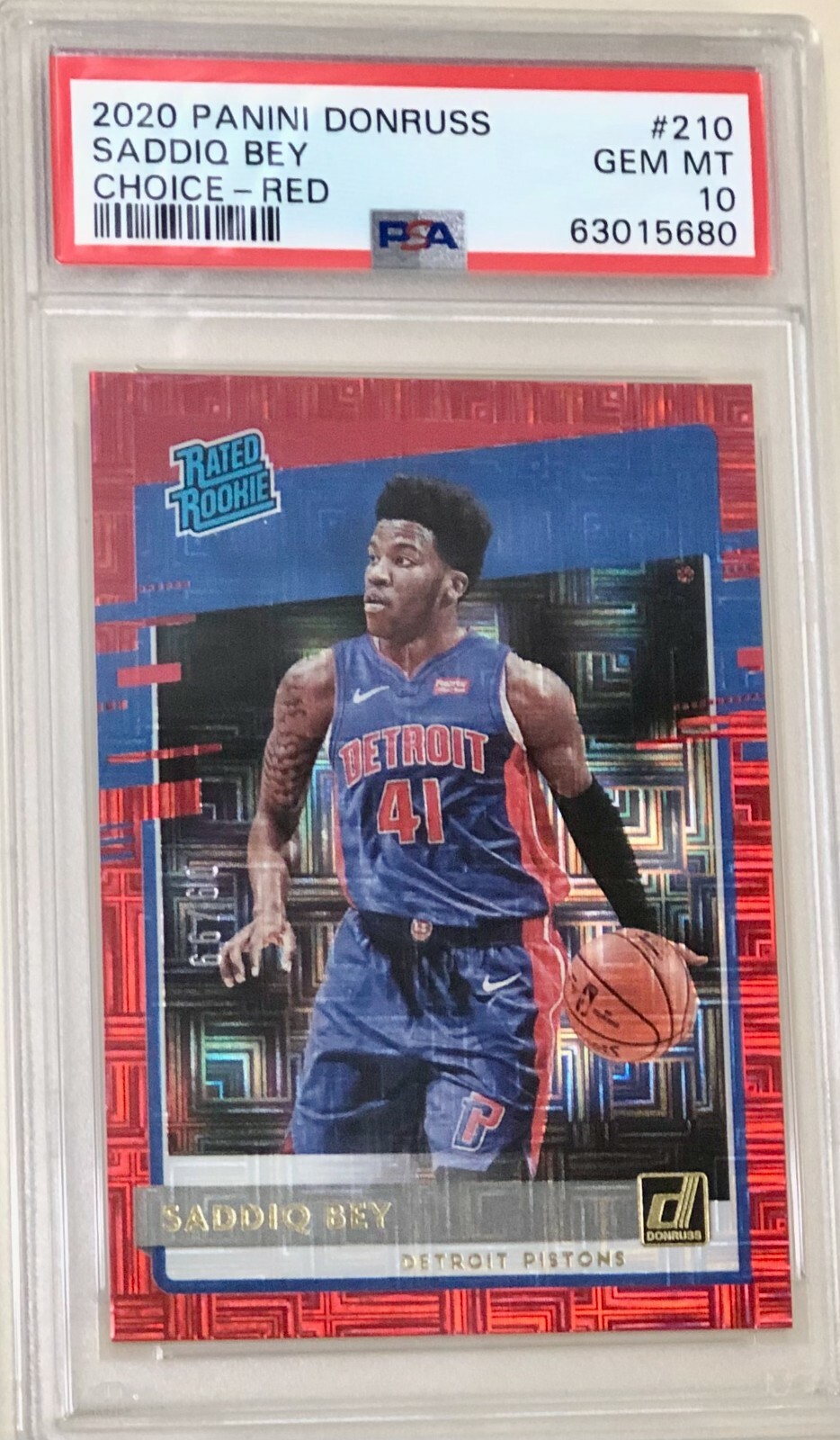 2020 Panini Donruss Choice - Saddiq Bey Red /99 PSA 10 Rookie RC B18