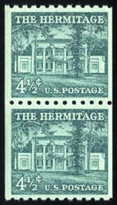 US #1059 4½¢ Hermitage pair, scarce small holes variety, VF-XF OG NH MNH