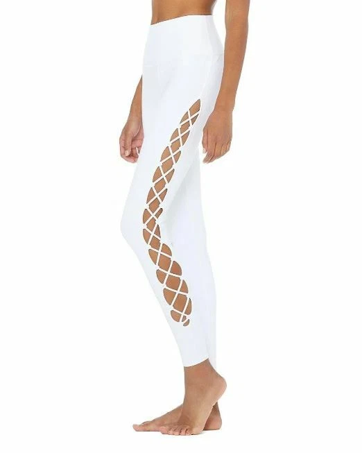 Alo Yoga Women's Interlace Legging- White- Size Medium