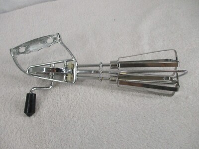 Vintage Egg Beater Mixer With Stainless Steel Blades Utensil Manual Handheld