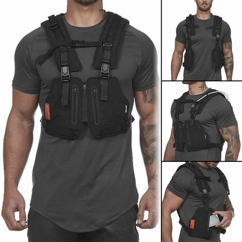 Military Tactical Chest Bag Vest Outdoor Hip Hop Function Protective Top  Fishing