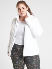 NWT Athleta Triumph Hoodie Sweatshirt 3X 24W 26W White Full Zip Jacket Pockets