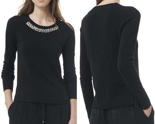 NWT $350 Rebecca Taylor Embellished Necklace Pullover Sweater Size S - Picture 9 of 9