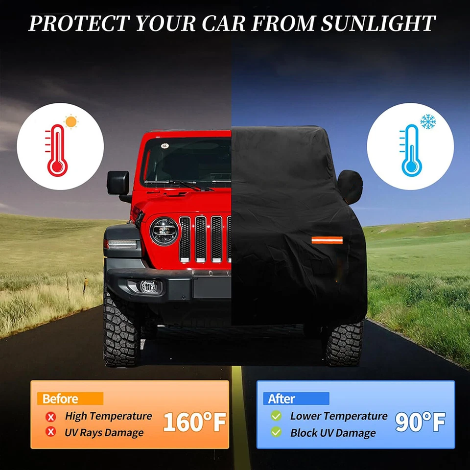 Cubierta completa para automóvil exterior impermeable protección UV para Jeep Wrangler JK JL TJ YJ CJ Foto 4 de 4