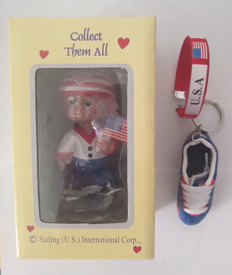3 REGALOS PATRIÓTICOS EE. UU.: 1 BOBBLEHEAD DE EE. UU. + 1 LLAVE DE ZAPATO DE EE. UU. + 1 PULSERA DE MADERA DE EE. UU. Foto 2 de 4