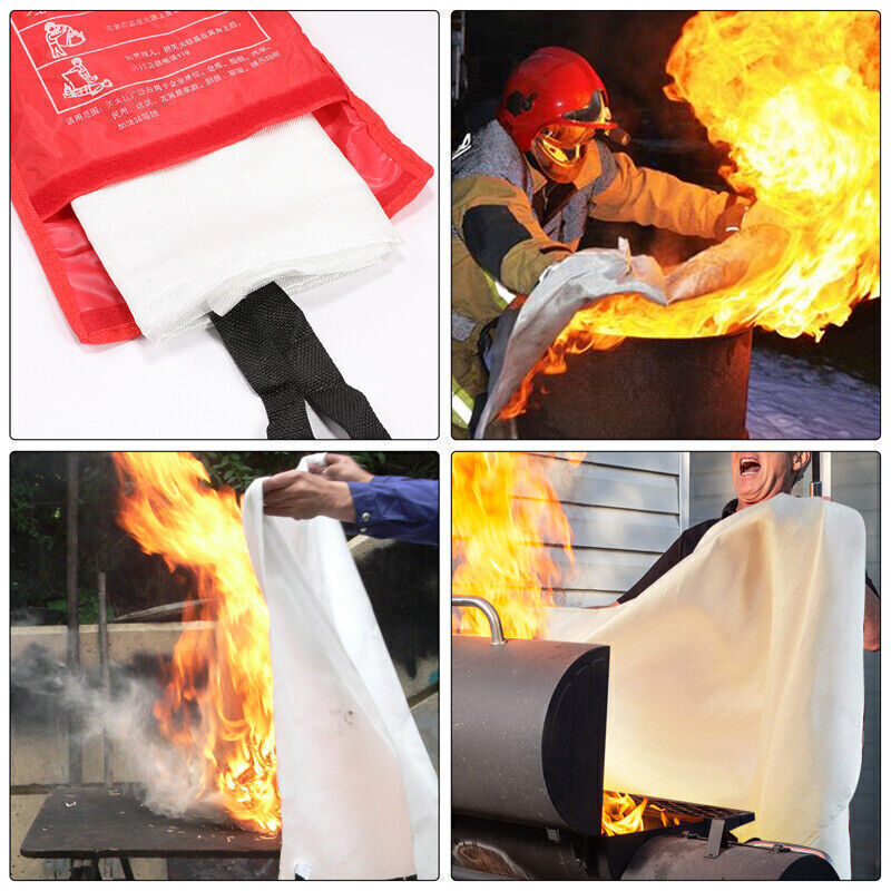 4 PACK FIRE BLANKET Fiberglass Hero Emergency Home Retardant Prepared