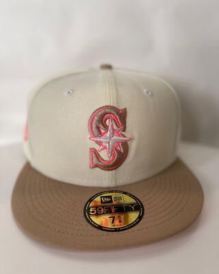 Sneakertown 59Fifty Seattle Mariners 2001 All Star Off White Khaki Pink UV 7 5/8