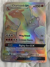 Carta Pokemon rara CHARIZARD GX Burning Shadows Rainbow Secret 150/147 giocata MP+