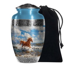 Urna sepoltura cavallo corsa per cenere umana adulto donna e uomo, urna cremazione (10 pollici)