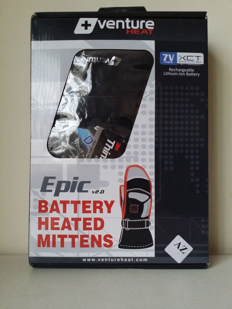 VENTURE EPIC 2.0 RECHARGEABLE HEATED MITTENS BLACK S GLOVES Motorbike Snow