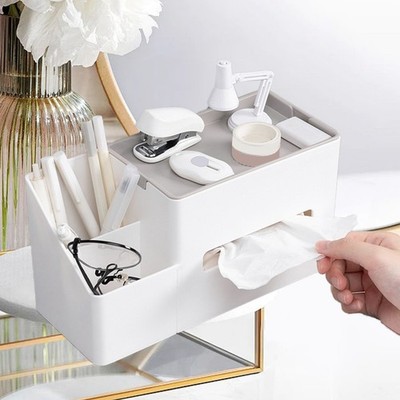 Multifunctional Tissue Box Student Desktop Organizer Pen Holder Sundry Organ SET