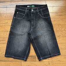 Y2k Southpole Wide Leg Baggy Embroidered Denim Shorts Skater Dark Wash Men's 30