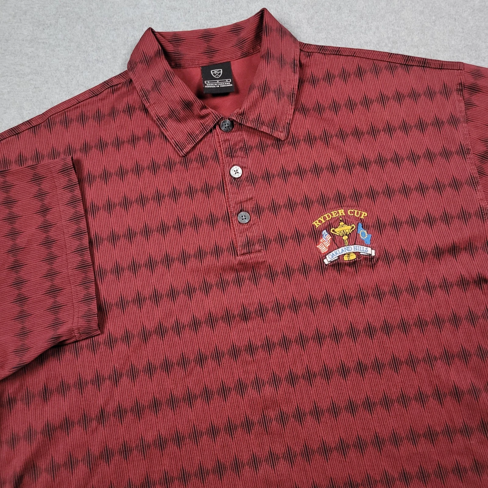 Ryder Cup Polo Shirt Men Large Red Nike Golf 2004 Oakland Hills Cotton Stretch