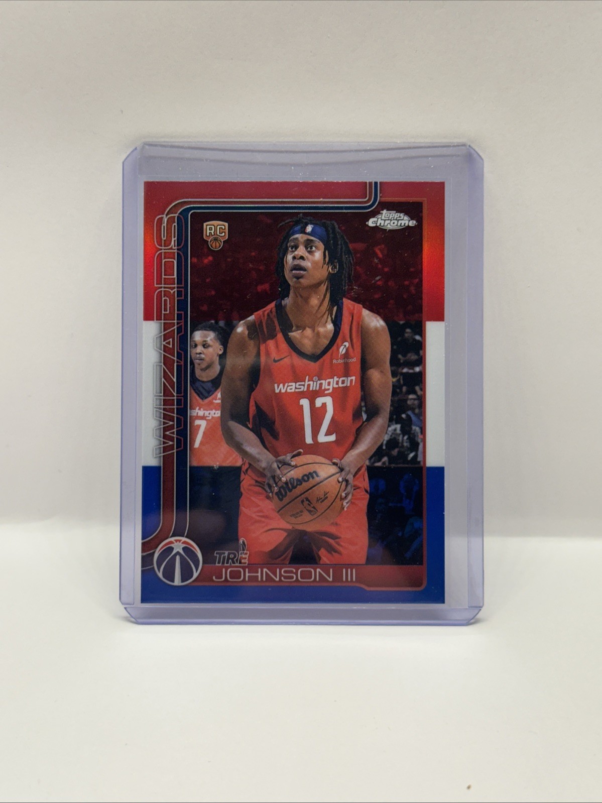 2025-26 Topps Chrome - Tre Johnson #256 Red White & Blue Refractor (RC)