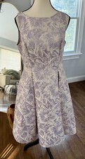 Adrianna Papell Lilac Brocade Fit And Flare Floral Dress Size 10
