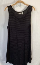 LOGO Lori Goldstein LONG Black/gray Stripe tank top size L