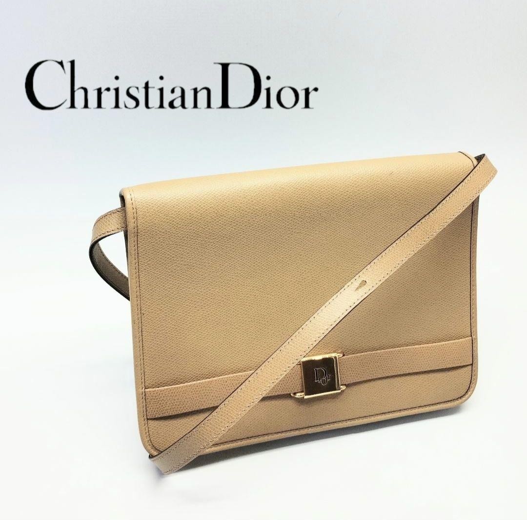 Christian Dior 2Way Shoulder Bag Beige Gold Black, Authentic, Compact Size