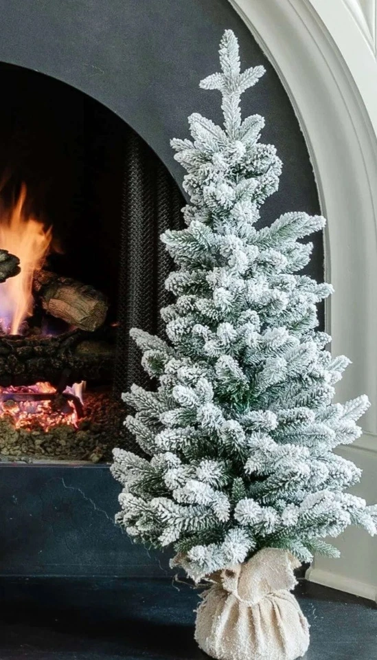 3 Pies Reina Rebaño Pre-Iluminado Rey del Árbol de Navidad Blanco Cálido Luces LED Arpillera Nuevo Foto 4 de 4