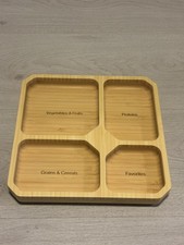 Laboos Bamboo Portion Control Tray 4 Sections  Balanced Healthy Divider Plate