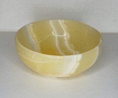 Yellow Natural Alabaster Stone Bowl   5''   Trinket Serving Dish Candy