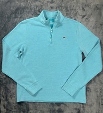 EUC Vineyard Vines Crystal Aqua Blue Boys Quarter Zip Pullover Shirt Sz Large 16