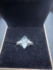Vintage 925 Sterling Silver Marquise Cabochon Statement Ring Size O
