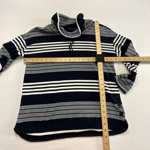 - T by Talbots Righe Collo Regolabile Navy Bianco Maglia Morbida PETITE Med - Foto 6 di 7