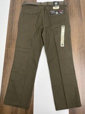 NEW Weatherproof Mens 34x30 Green Pants Utility Chino Belted With Pockets NWT