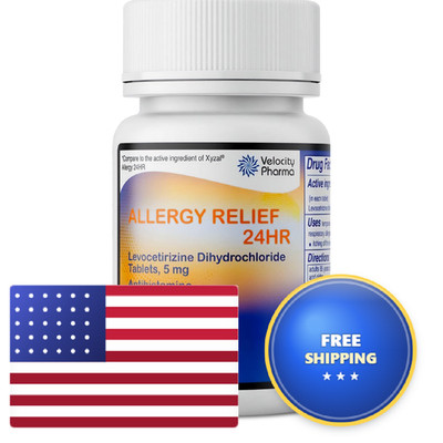 Velocity Pharma Levocetirizine Dihydrochloride 5Mg Usp Tablets 24 Hour Allergy