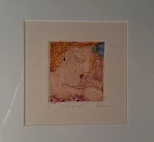 Etching Sign & Numbered Surrealism "a la poope" 7/100 Framed 12 1/8" x 12 1/8"
