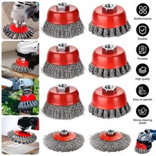 8Pcs Twist Knot Semi Flat Wire Wheel Cup Brush Set Kit For Angle Grinder M14 UK