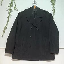 Levi’s Pea Coat Men’s Size XL Wool Blend Black Double Breasted Heavy Jacket