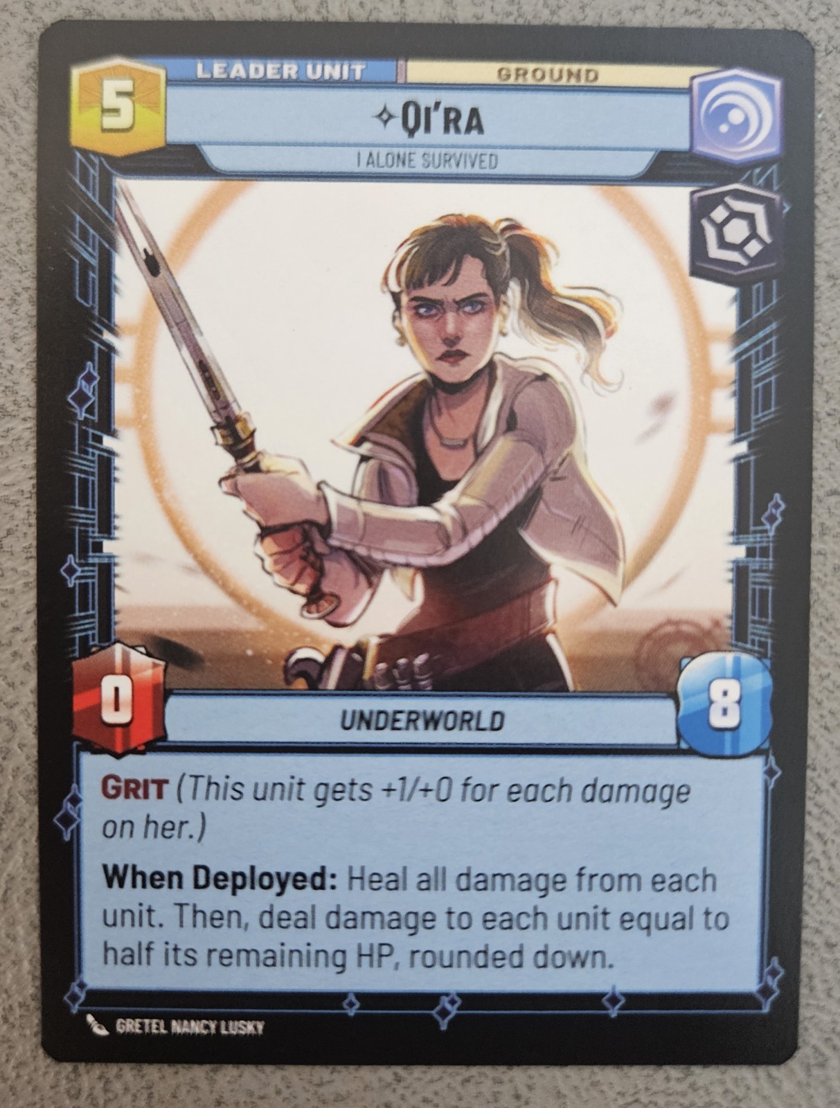 Star Wars Unlimited Shadows of the Galaxy Qi'ra I Alone Survived SHD 002