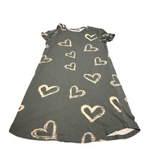 Lisa Todd Women Gray Cotton Heart Print Short Sleeve T-Shirt Dress Small