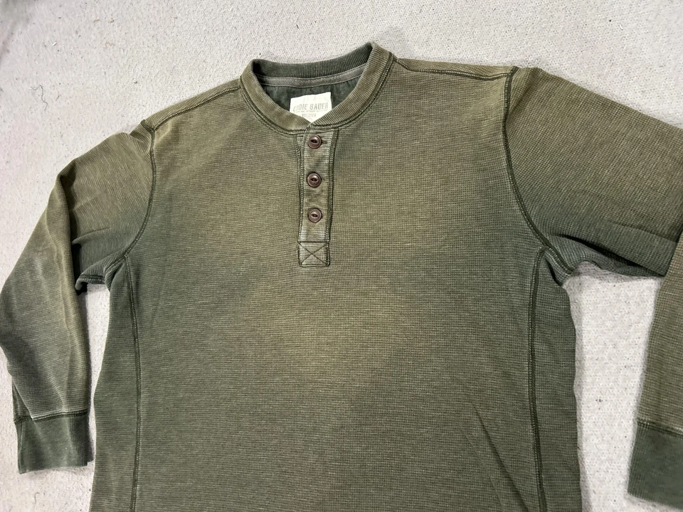 Camisa Eddie Bauer Henley Hombres Extra Grande Verde Tejido Gofre Térmica Exterior Gorp Foto 2 de 4