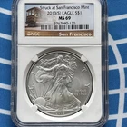 2013 (S) Silver Eagle NGC MS 69 Struck at San Francisco Mint.  Cable Car Holder