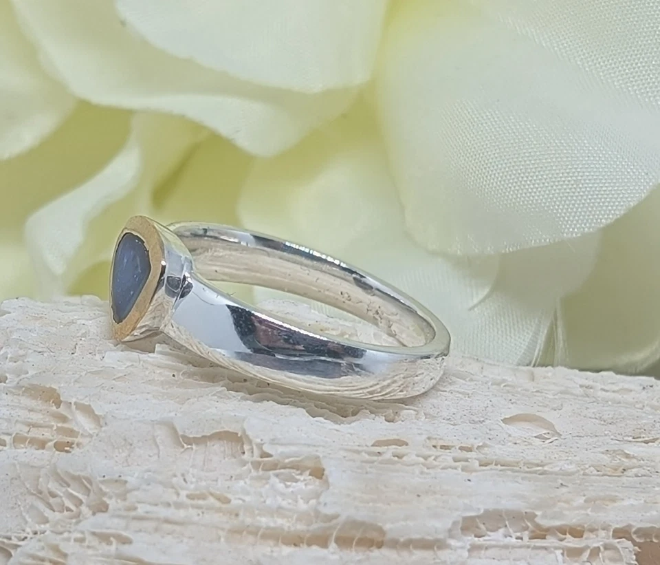 Boulder Opal Ring in 925er Silber gefaßt und vergoldet - Bild 2 von 2