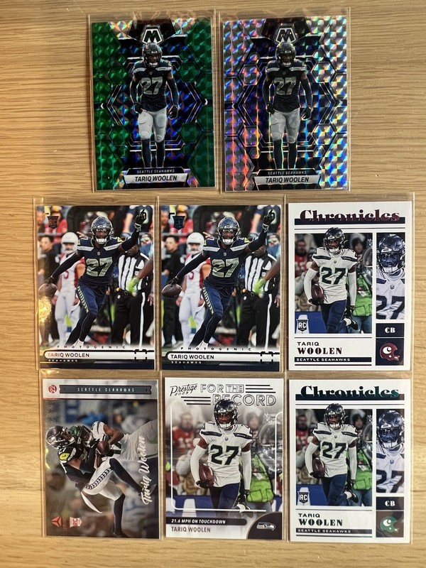 Tariq Woolen - 2022 RCs - Seattle Seahawks 8 card Lot Photogenic Pink Bronze